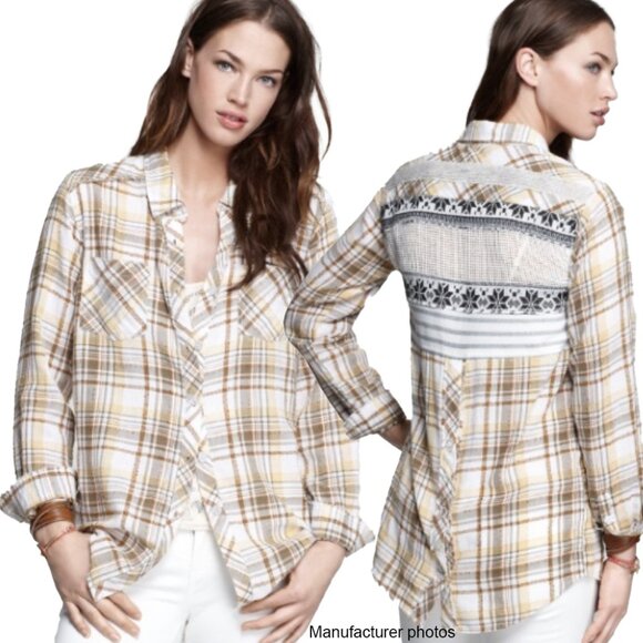 Free People We The Free Park Ranger Mixed Material Plaid Shirt - Picture 11 of 11